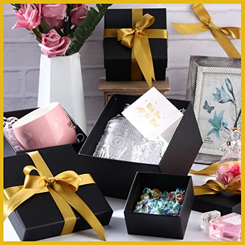Marspark 4 Pcs Christmas Nesting Gift Boxes with Lids Stackable Square Nested Boxes Set with Ribbon Large to Small Size Pr...