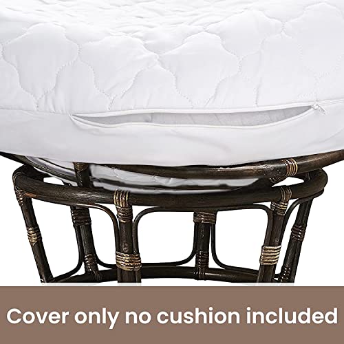 Hudson Comfort Papasan Cushion Cover - Quilted Shape, Soft Microfiber Fabric, Zippered Papasan Cushion Cover Only (White, ...