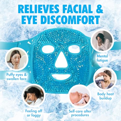 Perfect Remedy Face Ice Pack, Reusable Hot & Cold Ice Face Mask, Gel Compress for Helping with Puffy Eyes and aiding in Co...