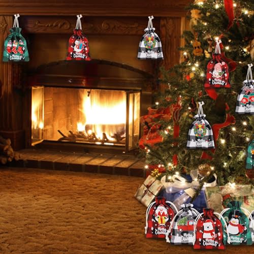 Amariver 24 Pcs Burlap Drawstring Gift Bags - Reusable Linen Pouches for Christmas, Birthday, New Year Parties & More