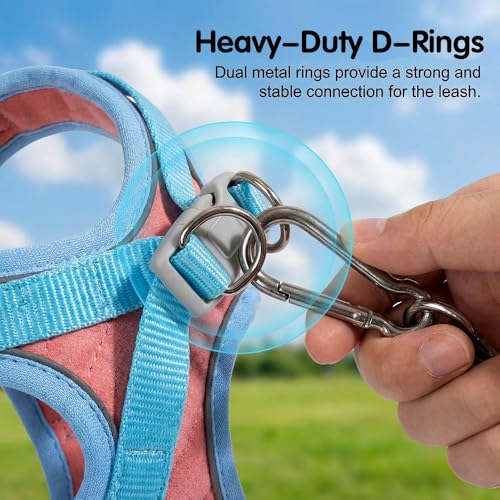 Cat Harness and Leash, Escape-Proof Cat Harness Set, Adjustable Step-in Pet Harness for Walking for Small Medium Cats (Blu...