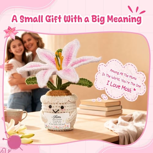 OASSIE Gifts for Mom - Emotional Support Crochet Lily Flower - Proud of You Motivational Positive Mothers Day Birthday Gif...