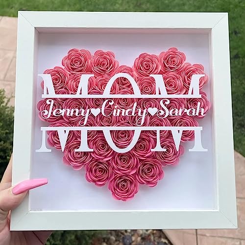 Mverse Pink Forever Rose, 3D Rolled Roses Paper Flowers Decorations for Custom Shadow Box Frame, Mini Artificial Crafts DI...