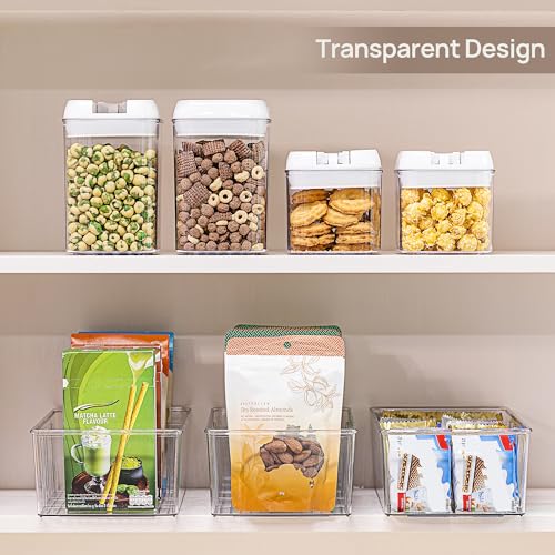 Vtopmart 4 Pack Food Storage Organizer Bins, Clear Plastic Bins for Pantry, Kitchen, Fridge, Cabinet Organization and Stor...