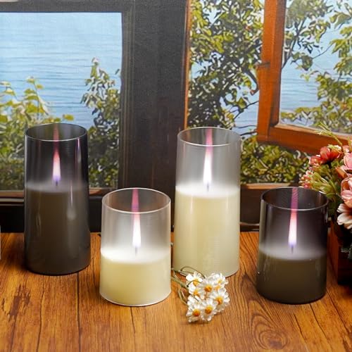 kakoya Flameless Candles Upgraded Realistic Flickering Flame,Battery Operated LED Candles with Remote Timers,Acrylic Elect...
