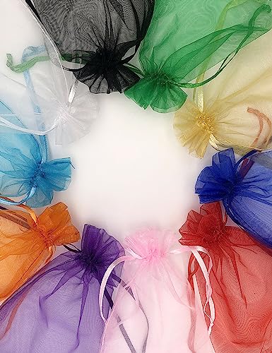 Jexila 120PCS Sheer Organza Bags 5X7 inches Mesh Drawstring Gift Bags Small for Jewelry Wedding Party Baby Shower Favor Ba...