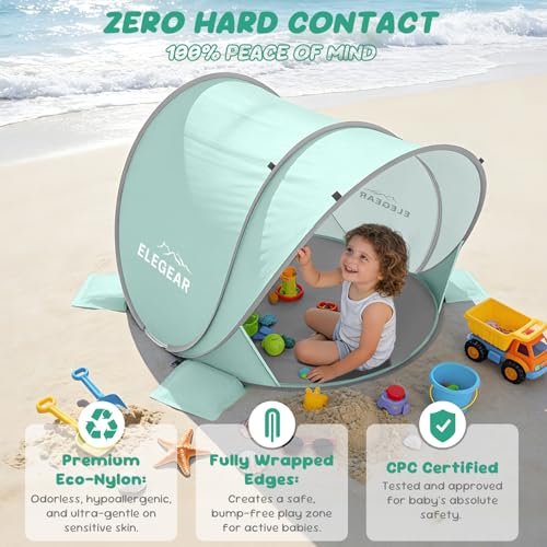Elegear Pop Up Baby Beach Tent with Mini Canopy, CumbreX™ UPF 50+ UV Protection Baby Tent Sun Shelter, 1S Setup Portable B...