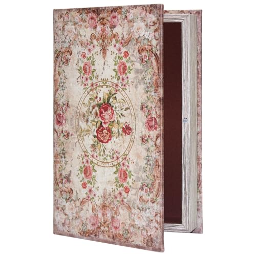 ZWUCAY Book Box Decorative Storage Box Faux Wood with Magnetic Cover Storage for Hidden Jewelry,Photos, Greeting Cards,Rem...