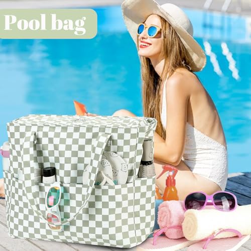 LEDAOU Large Beach Bag Women Waterproof Sandproof Zipper Beach Tote Pool Bag for Swim Gym Grocery Travel with Wet Pocket |...