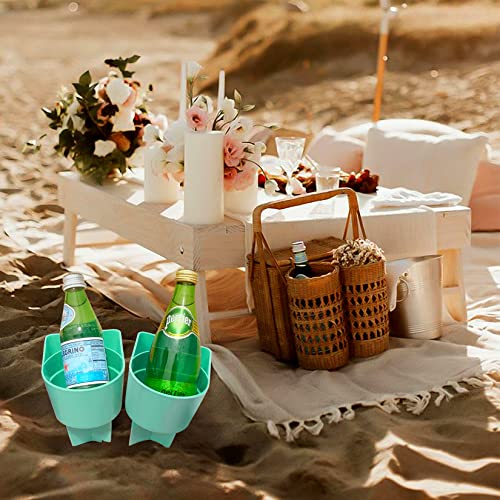 Home Queen Beach Cup Holder with Pocket, Multi-Functional Sand Cup Holder for Beverage Phone Sunglasses Key, Beach Accesso...