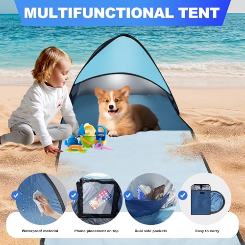 Dog Beach Tent for Pet Shade Pop Up Portable Mini Head Sun Shelters Canopy for Camping Outdoor Hiking Picnic Windproof Wat...