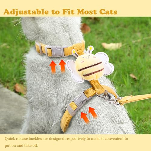 WELLYUK Cat Harness and Leash Set for Outdoor Travel Walking Escape Proof Soft Safe Adjustable Kitten Puppy Small Strap Ki...