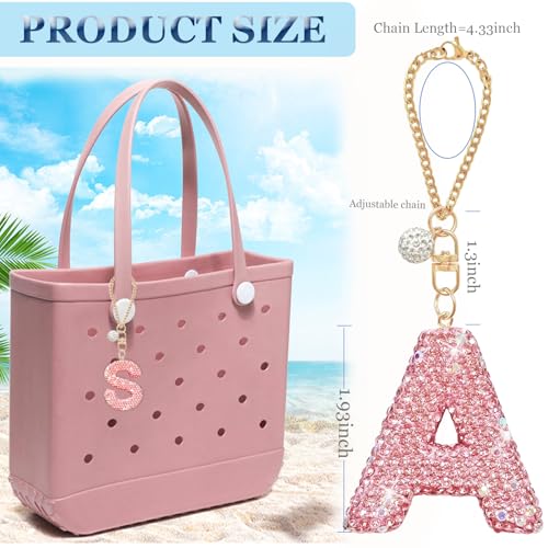 BOAJUNWU Bogg Bag Accessories,Bogg Bag Charms Keychain for Women Girls,Letter Charms for Beach Bitty Bogg Handbags Tote Bags