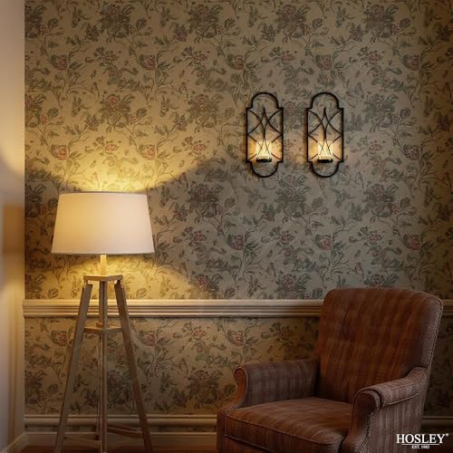 Hosley Set of 2 12 Inch High Iron Tealight Candle Wall Sconces Ideal Gift for Wedding Special Occasion Spa Aromatherapy Ha...