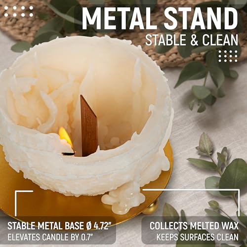 Spiral Candles Burn Around, Unscented Unique Shaped Decorative Candle on Metal Base, 4.5" Beige Beeswax Soy Wax Candle, 4h...