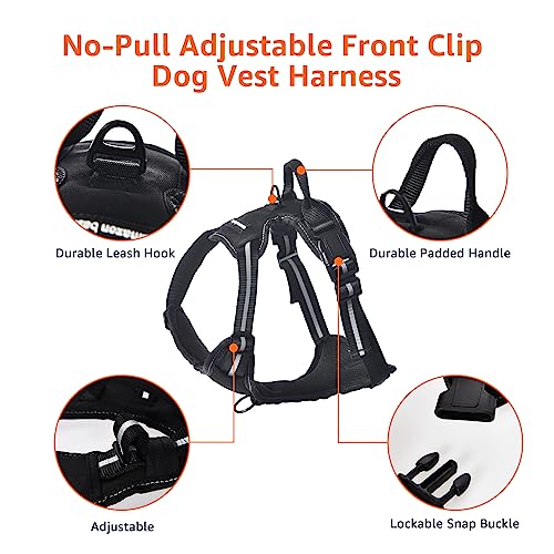 Amazon Basics No-Pull Dog Harness, Adjustable Soft Padded Vest with Reflective Stripes, Large, Black