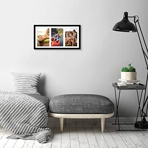 Americanflat 5x7 Picture Frame Collage with Shatter-Resistant Glass - Fits Three 5x7 Photos or Use as One 8x16 Frame - Sig...