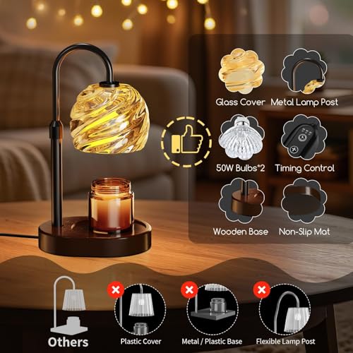 BlissWhisper Candle Warmer Lamp with Timer Dimmer, Electric Candle Warmer with Adjustable Height for New Home Decor, Birth...