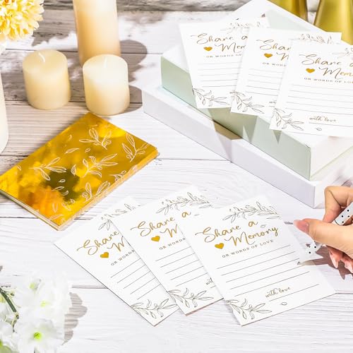 Pajean 50 Pcs Greenery Share a Memory Card for Celebration of Life Memory Cards Box with Transparent Windows Memory Box fo...