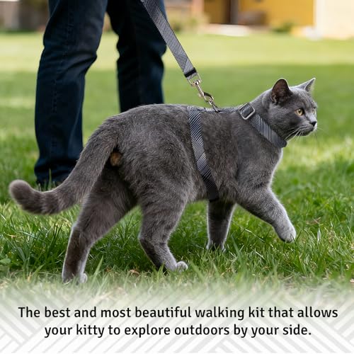 Cat Harness and Leash Set, Anti Escape Adjustable Cat Leash, Comfortable Soft Lightweight, Use Safe & Easy, Suitable for S...