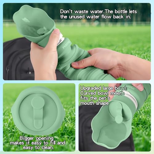 Collapsible & Portable Dog Water Bottle with Dispenser for Walking, Travel, and Outdoor, 9oz-17oz Leak-Proof Silicone Wate...