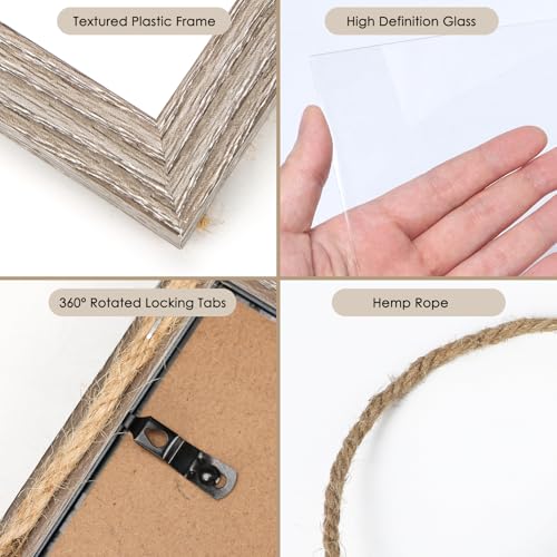 QUTREY 4x6 Hanging Picture Frames Collage Set of 2, 4 Openings 4 x 6 Photo Frames for Vertical 4 by 6 inch Pictures for Wa...