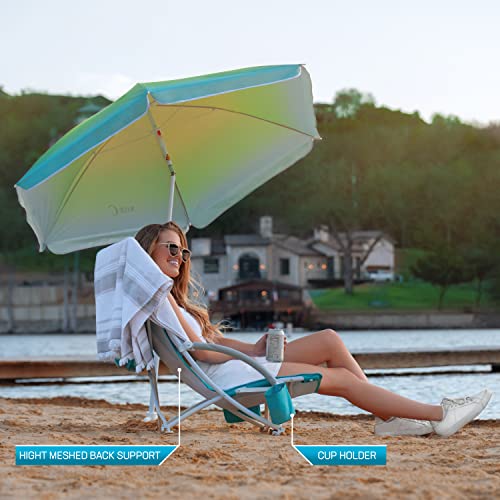 Nice C Beach Chair, Beach Chairs for Adults with Umbrella and Cooler, High Back, Cup Holder & Carry Bag & Heavy Duty Compa...