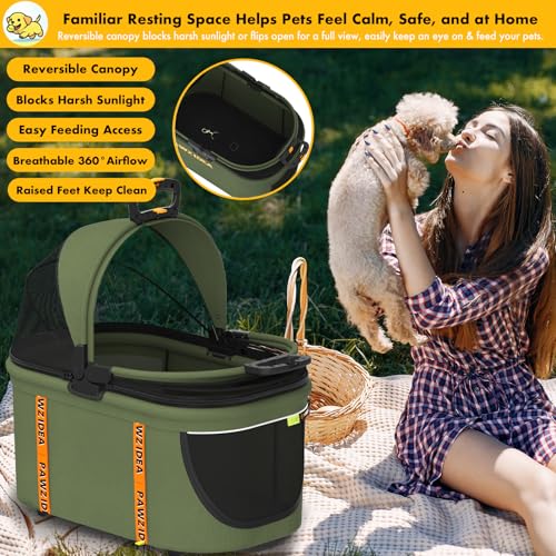 PAWZIDEA Portable Small Dog Crate for Car Travel up 33lbs, Enclosed Dog Car Seat Soft-Sided, Escape-Proof Reversible No-Zi...