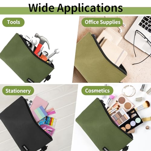 3 Pack Premium Tool Pouches Zipper Bag, Small Tools Bags with Carabiner, Heavy Duty Flat Bottom Utility Multipurpose Stora...
