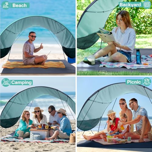 Sportneer Beach Tent Sun Shelter: UPF 50+ UV Protection Beach Canopy Tent Sun Shade for 2-3 Person, Easy Set Up Canopy wit...