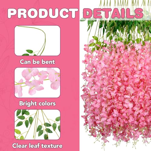 Alotiki Wisteria Hanging Flowers,50 Pack Fake Hanging Flowers,Wisteria Artificiales Garland for Home Wedding Arch Floral P...