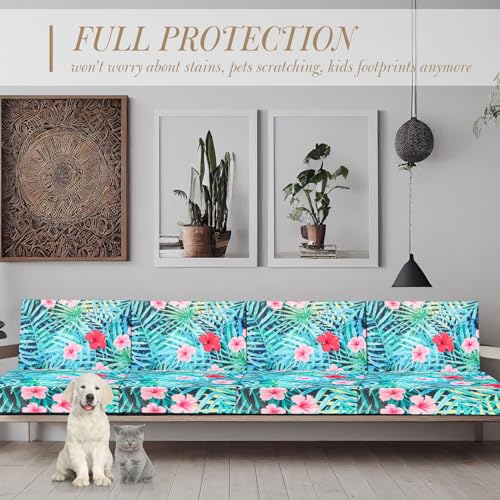 Newwiee 12 Pcs Patio Cushion Covers Outdoor Stretch Sofa Couch Cover Replacement Couch Slipcover Sofa Seat Chair Porch Pat...