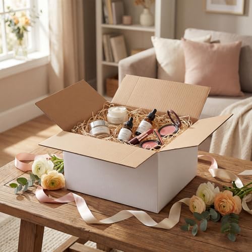 RLAVBL 8x6x4 Shipping Boxes Set of 40, White Corrugated Cardboard Box for Packing, Mailing, Business