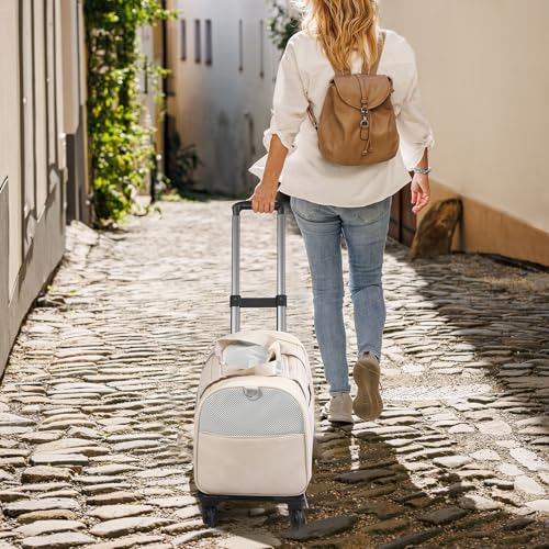 Replacement Rolling Trolley Base for Pet Carrier, 19.3" x 11" Detachable Luggage Cart with Telescopic Handle and Wheels, U...