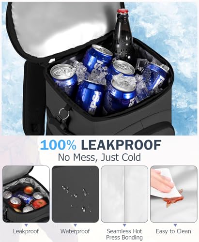 Cooler Backpack, 22L Waterproof Soft Backpack Coolers Leak Proof Beach Backpack Insulated Picnic Lunch Bag for Fishing Cam...