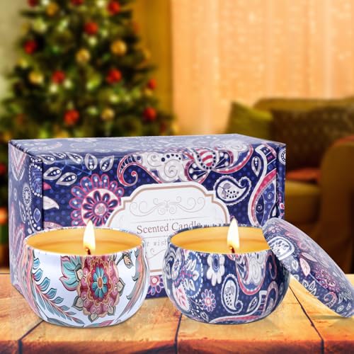 Scented Candle Gift Set for Women, 2 Pack 2.5 oz Aromatherapy Candles for Home Scented, Christmas Gifts for Women, Ideal S...