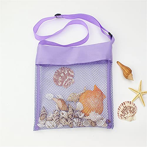 COTDINFORCA 5-PCS Colorful Mesh Beach Bags Sand Away Portable Foldable Sea Shell Bag with Adjustable Carrying Straps/Toy S...
