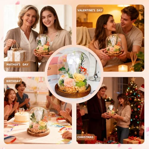 Harmolia Birthday Gifts for 40 50 60th Women Fresh Flowers for Delivery Forever Preserved Real Rose Anniversary for Mom Gr...