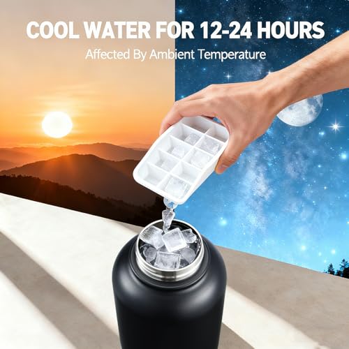 Cibaabo Insulated Dog Water Bottle with 2 Bowls, 32oz Travel Stainless Steel Double Wall Thermos, Portable Pet Dispenser, ...