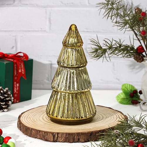 Christmas Tree Shaped Candle, Christmas Tree Scented Candles Gift, Tower Shaped Mercury Xmas Tree Candles, Winter Xmas Tab...