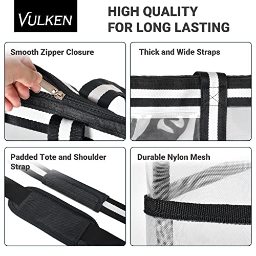 Vulken 42L Extra Large Mesh Beach Bag. 9 Pockets Top Zip Tote Bag Shoulder Bag