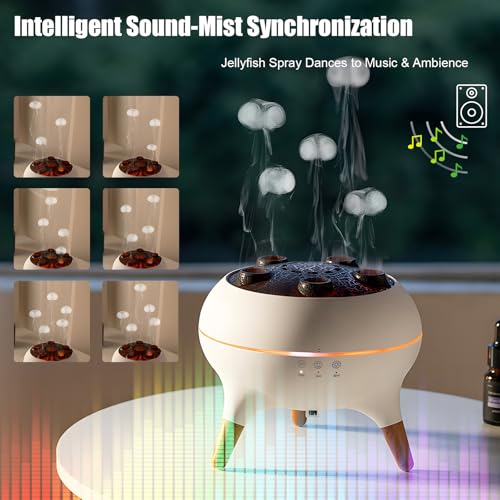 Holwim Essential Oil Jellyfish Diffuser, Aromatherapy Diffuser, 250ml Ultrasonic Cool Mist Humidifier, Music Sync Jelly Fi...