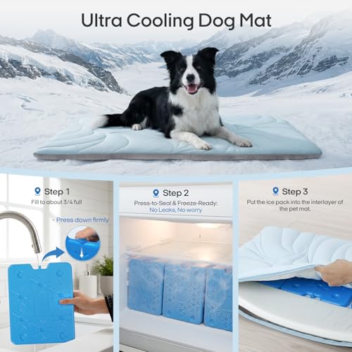 Vagascape Dog Cooling Mat New 5.0 Version Built-in Ice Pack, Long-Lasting Cool 6-8h, 30" x 20" Ultra Thick Soft Vine Patte...