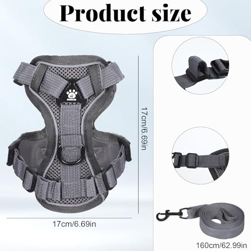 Hadnves Cat Chest Harness and Leash Adjustable Mesh Cat Leash and Chest Harness Set Soft Breathable Anti Escape Vest Harne...