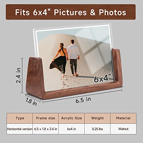 Komimaci 4x6 picture frames, Solid Rustic Wooden Photo Frames with Walnut Wood Base and High Definition Acrylic Glass Cove...
