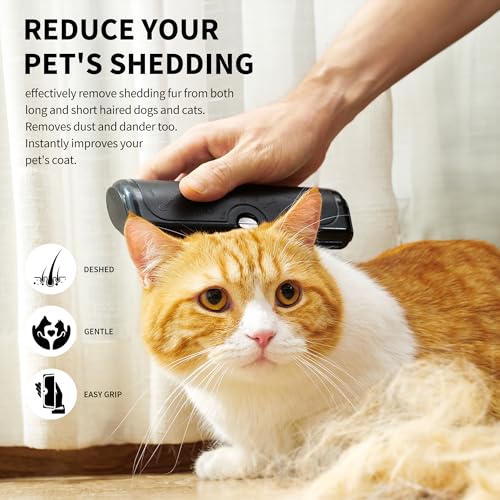 PetPog Dog Deshedding Brush & Shedding Blade, Undercoat Grooming Tool for Short & Medium Fur and Double Coats, Replaceable...