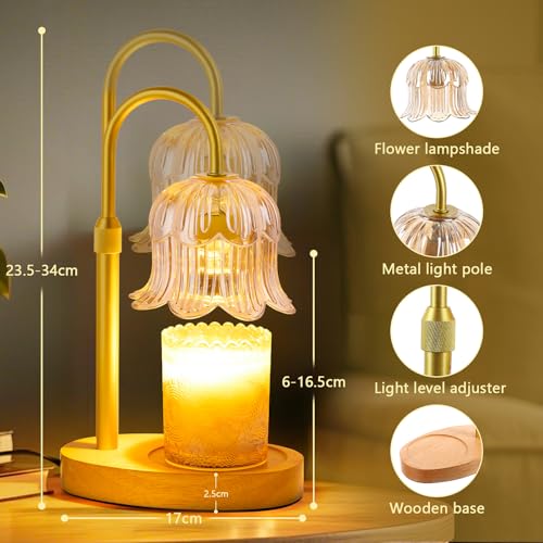 CRMILL Candle Warmer Lamp Electric Timer - Candles Warming Light Height Adjustable Dimmable Warmers Flower Lamps No Flame ...