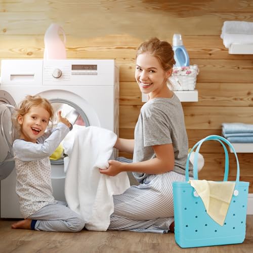 Beach Totebag X-Large Waterproof Sandproof Rubber Beach Tote Bag with Zipper Pocket and Phone Kickstand Cup