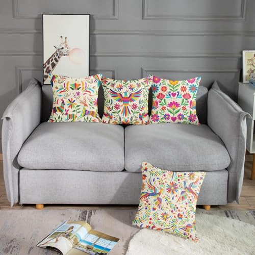 Sanwarm Throw Pillow Covers Home Decor Set of 4 Pillow Cases Decorative 16 x 16 Inches Cushion Couch Sofa Pillowcases Mexi...
