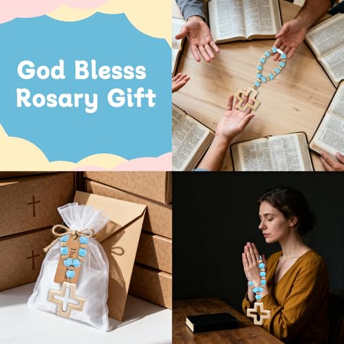 Sumalon Cross Baptism Silicone Rosary, First Communion Rosary Collection Shower Christian Communion Gifts